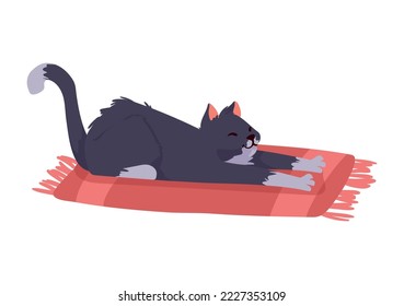 lindo gato en el personaje de la alfombra