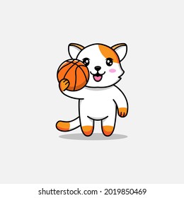 Cute cat carrying basket ball