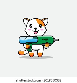 Cute Katze, die eine Waffe trägt