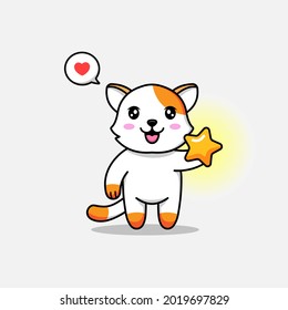 Cute cat carrying a shining star