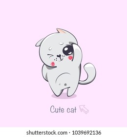 Cute cat. Cartoon animals. Vector illustration