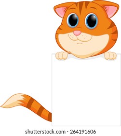 Cute Cat Cartoon Blank Sign Stock Vector (Royalty Free) 264191606 ...