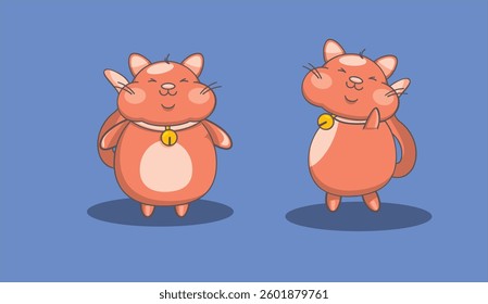 cute cat cartoon with blue background 