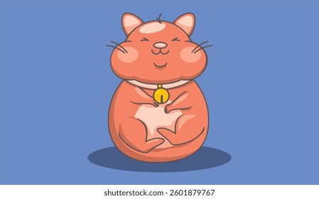 cute cat cartoon with blue background 