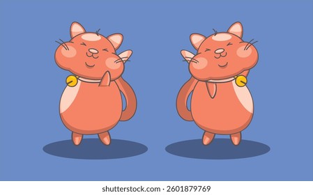 cute cat cartoon with blue background 