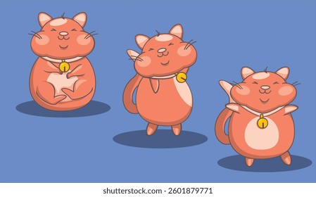 cute cat cartoon with blue background 