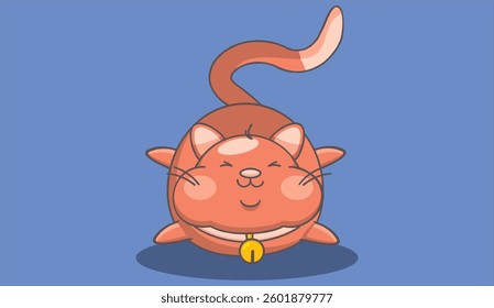 cute cat cartoon with blue background 