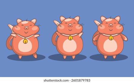 cute cat cartoon with blue background 