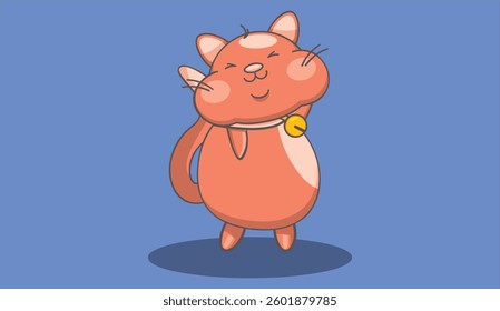 cute cat cartoon with blue background 