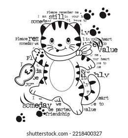Cute cat Cartoon  catch a fish
