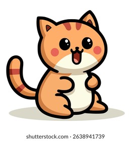 cute cat cartoon character animal flat color vector illustration template design
