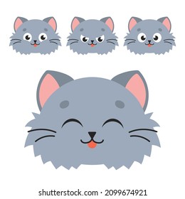 Cute cat. Cartoon character. Colorful vector illustration. Isolated on white background. Design element. Template for your design, books, stickers, cards.
