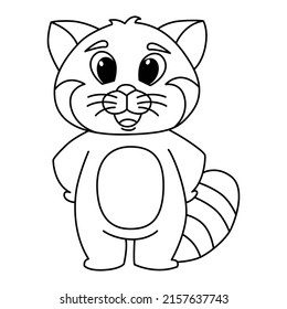 Cute cat cartoon character coloring page illustration vector. For kids coloring book.