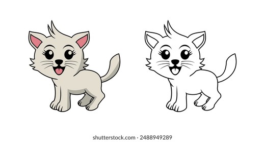 Cute Cat Cartoon Character Design Illustration vector eps format suitable for your design needs logo illustration animation etc