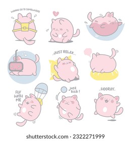 Personaje de dibujos animados de felinos con expresión.Sticker e ilustración vectorial de doodle.