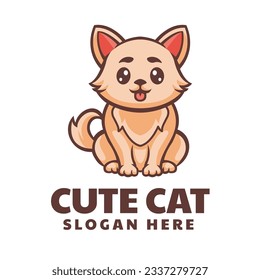 Cute Cat Cartoon Character Logo