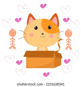 Cute Cat Cartoon Characters suitable for children's clothing designs