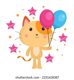 Cute Cat Cartoon Characters suitable for children's clothing designs
