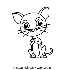 Cute cat cartoon characters vector illustration. For kids coloring book.