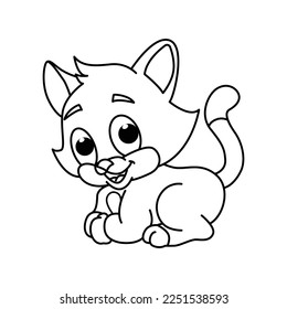 Cute cat cartoon characters vector illustration. For kids coloring book.