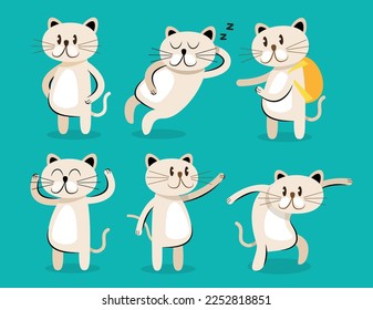 cute cat cartoon collection vector illustration