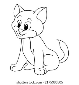 Cute cat cartoon coloring page illustration vector. For kids coloring book.