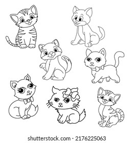 Cute cat cartoon colorear el vector de ilustración de la página. Para los niños coloreando el libro.