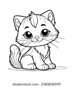 Cute cat cartoon coloring page illustration vector. For kids coloring book.