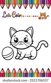 "Cute Cat Cartoon Coloring Page for Kids – Fun Activity Sheet"


