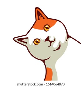 Cute Cat Cartoon Curious Peeking Kitten Vector Illustration - Vector