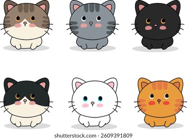 Cute cat cartoon drawing vector