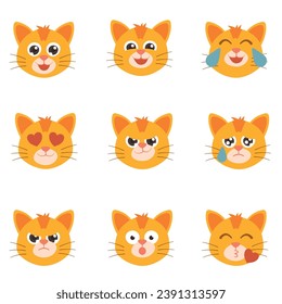 Cute Cat Cartoon Emoticon Set