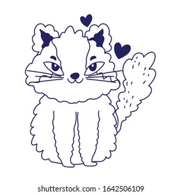 cute cat cartoon feline character pets vector illustration lineal design