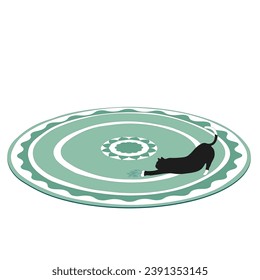 Cute cat cartoon flat illustration vector isolated on white background. Cat scratching the carpet. Collection of cats and furniture. Love your pet day.