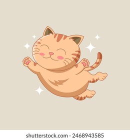 Cute cat cartoon flying high