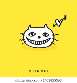 Cute cat cartoon, Hand drawing doodle cute cat