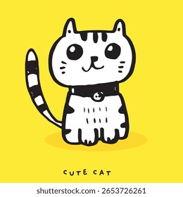 Cute cat cartoon, Hand drawing doodle cute cat, cute animal
