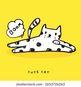 Cute cat cartoon, Hand drawing doodle cute cat, cute animal