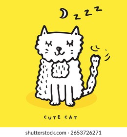 Cute cat cartoon, Hand drawing doodle cute cat, cute animal