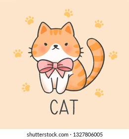 Cute cat cartoon hand drawn style