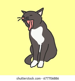 Cute Cat Cartoon. - hand drawn. line drawing. vector illustration.