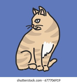 Cute Cat Cartoon. - hand drawn. line drawing. vector illustration.