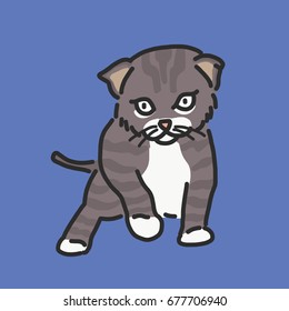 Cute Cat Cartoon. - hand drawn. line drawing. vector illustration.