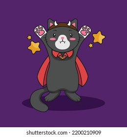 Cute Cat Cartoon Happy Halloween