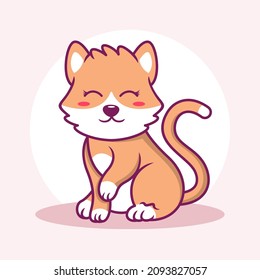 Cute Cat Cartoon Icon Illustration. Animal Flat Cartoon Style