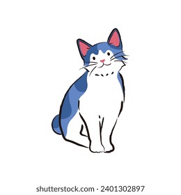 cute cat cartoon illustration. full body. pet, animal. for print, sticker, poster, and more.
