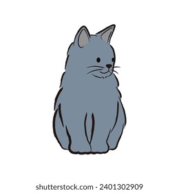 cute cat cartoon illustration. full body. pet, animal. for print, sticker, poster, and more.
