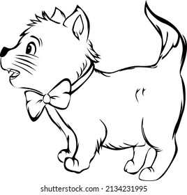 cute cat cartoon illustration vector line art drawing