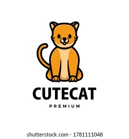 cute cat cartoon logo vector icon illustration