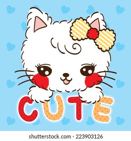 Cute Cat cartoon on  blue background